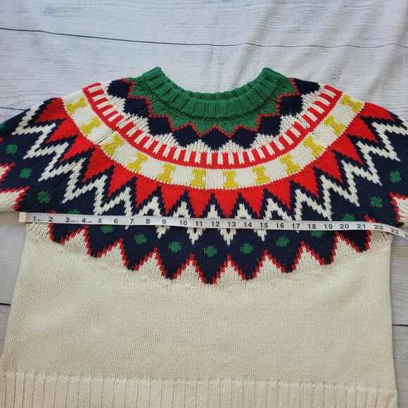 Aerie Size M Fair Isle Sweater Chunky Knit Multi Color Cozy Holiday Winter - Picture 5 of 10
